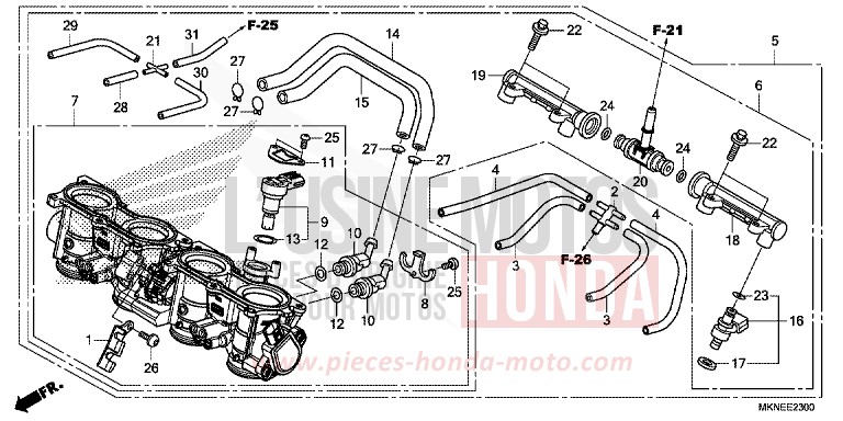 CORPS DE PAPILLON de CBR650R GRAND PRIX RED (R380) 2019
