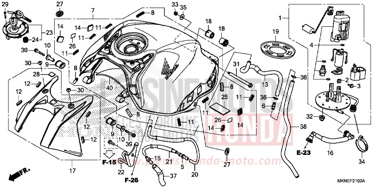 RESERVOIR A CARBURANT de CBR650R GRAND PRIX RED (R380) 2019