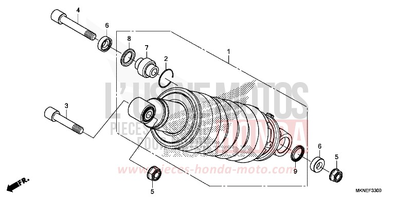 COUSSIN ARRIERE de CBR650R GRAND PRIX RED (R380) de 2019