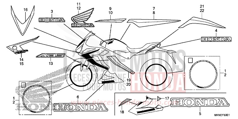 MARQUE (2) de CBR650R GRAND PRIX RED (R380) de 2019