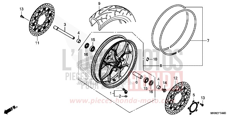 ROUE AVANT de CBR650R GRAND PRIX RED (R380) 2019