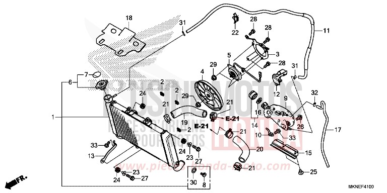 RADIATEUR de CBR650R GRAND PRIX RED (R380) 2019