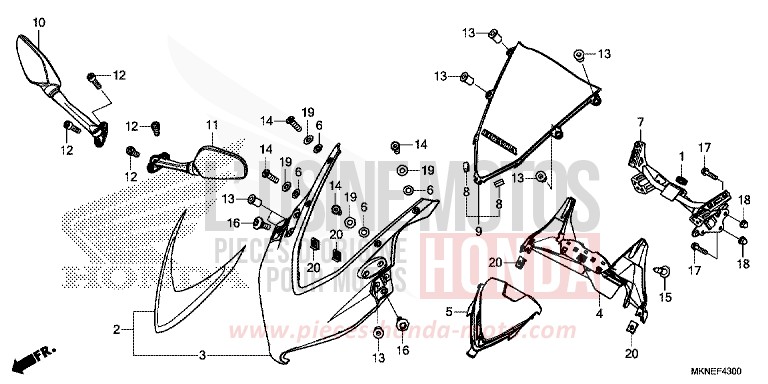PANNEAU SUPERIEUR de CBR650R GRAND PRIX RED (R380) de 2019