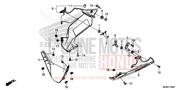 PANNEAU INFERIEUR de CBR650R GRAND PRIX RED (R380) 2019