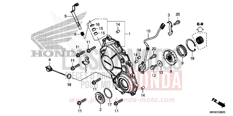 PANNEAU CARTER-MOTEUR D. de CBR650R MAT GUNPOWDER BLACK METALLIC (NH436) 2019