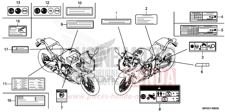 ETIQUETTE DE PRECAUTIONS de CBR650R MAT GUNPOWDER BLACK METALLIC (NH436) 2019