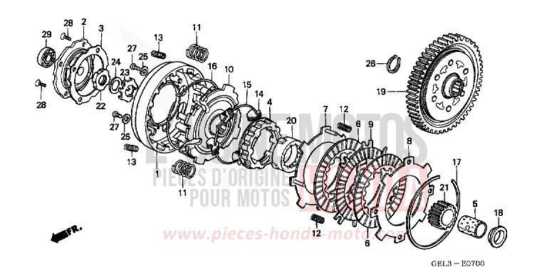 KUPPLUNG de XR50R FIGHTING RED (R134) de 2002
