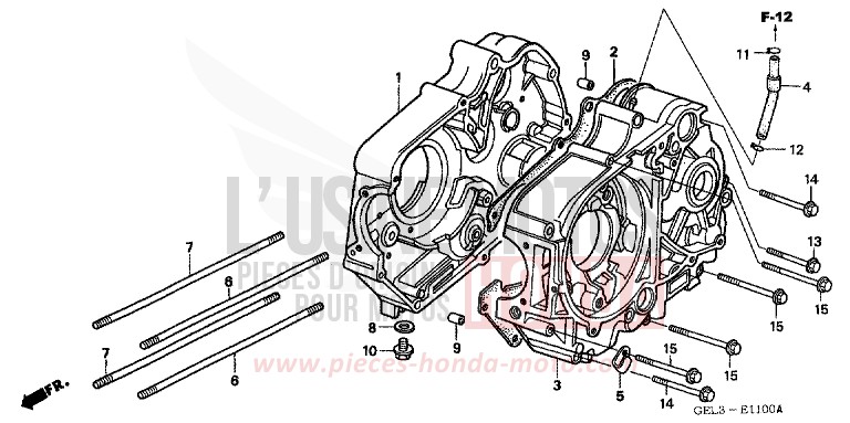 KURBELGEHAEUSE de XR50R FIGHTING RED (R134) 2002