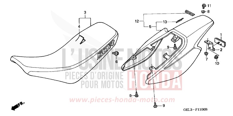 SITZ de XR50R FIGHTING RED (R134) 2002