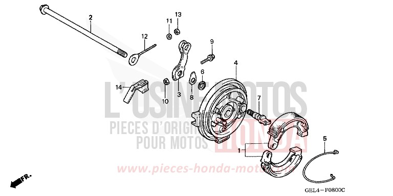 BREMSPLATTE, HINTEN de XR50R FIGHTING RED (R134) de 2003