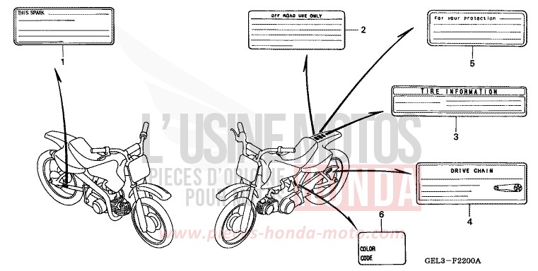 WARNETIKETT de XR50R FIGHTING RED (R134) de 2003