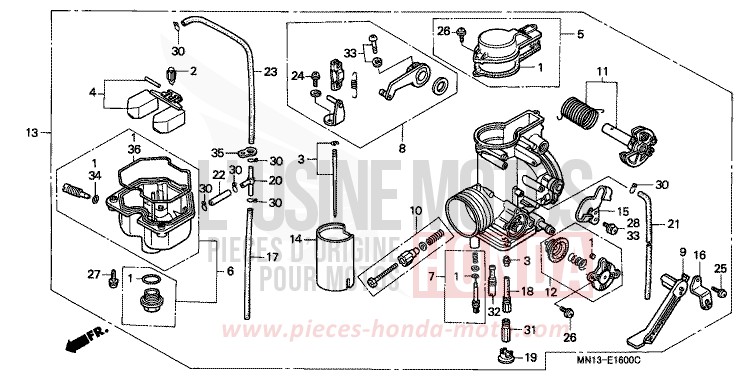 VERGASER de XR600R SHASTA WHITE (NH138) 1993