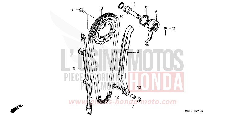NOCKENWELLENKETTE/SPANNVORRICHTUNG de XR600R SHASTA WHITE (NH138H) 1993
