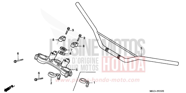 ROHRGRIFF/OBERE BRUECKE de XR600R SHASTA WHITE (NH138H) de 1993