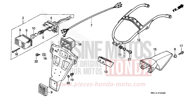 HECKLEUCHTE (1) de XR600R SHASTA WHITE (NH138H) de 1993