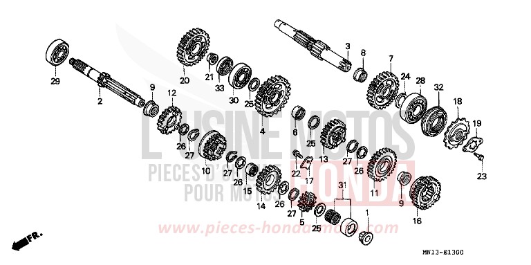 GETRIEBE de XR600R FIGHTING RED (R134) de 1994