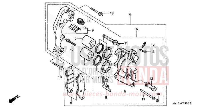 VORDERRAD-BREMSSATTEL de XR600R FIGHTING RED (R134) 1994