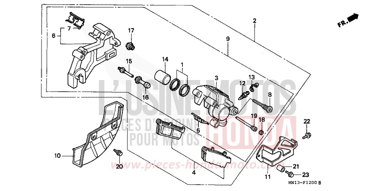 HINTERRAD-BREMSSATTEL de XR600R FIGHTING RED (R134) de 1994