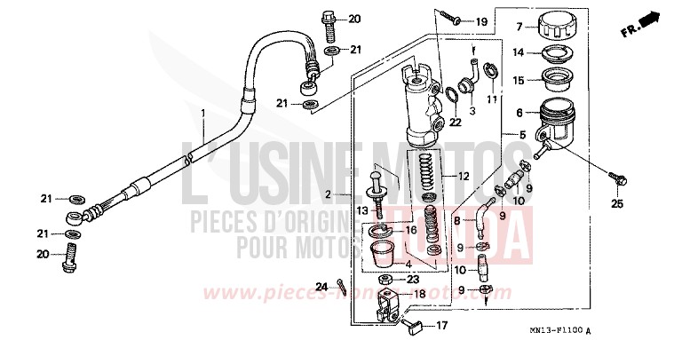 HAUPTBREMSE, HINTEN ZYLINDER de XR600R SHASTA WHITE (NH138) de 1994