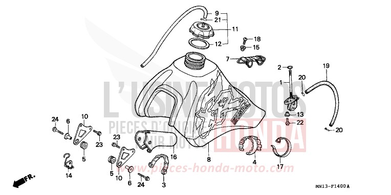 KRAFTSTOFFTANK de XR600R SHASTA WHITE (NH138) de 1994