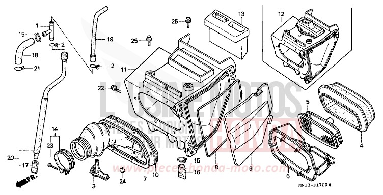 LUFTFILTER de XR600R SHASTA WHITE (NH138H) de 1996