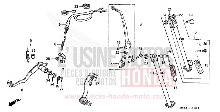 PEDAL/KICKSTARTER-ARM de XR600R SHASTA WHITE (NH138H) de 1996
