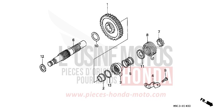 KICKSTARTERSPINDEL de XR600R SHASTA WHITE (NH138) de 1997