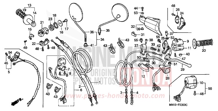 HEBELGRIFF/SCHALTER/KABEL de XR600R SHASTA WHITE (NH138) de 1998