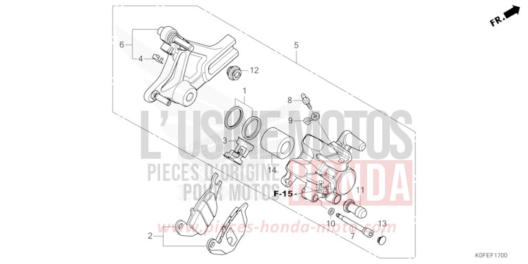 HINTERRAD-BREMSSATTEL de Monkey PEARL SHINING BLACK (NHB98) 2022