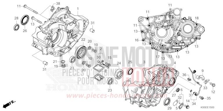 CARTER MOTEUR de CRF250R EXTREME RED (R292) 2023