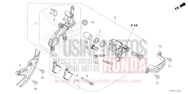 ETRIER DE FREIN ARRIERE de CRF250R EXTREME RED (R292) 2023