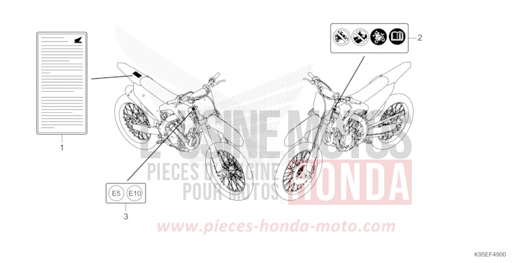 ETIQUETTE DE PRECAUTIONS de CRF250R EXTREME RED (R292) 2023