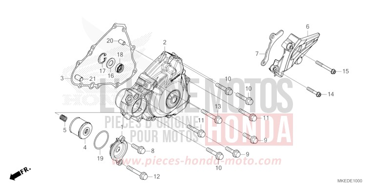 PANNEAU CARTER-MOTEUR G. de CRF450R EXTREME RED (R292) de 2023