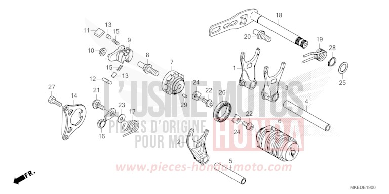 BARILLET DE SELECTION de CRF450R EXTREME RED (R292) 2023