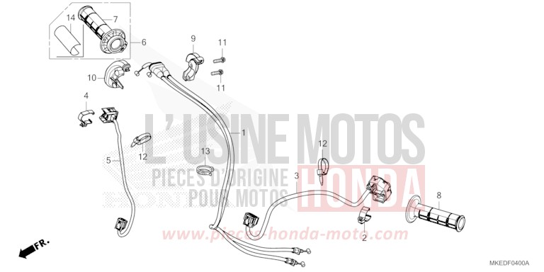 CONTACTEUR DE POIGNEE/CABLE de CRF450R EXTREME RED (R292) de 2023