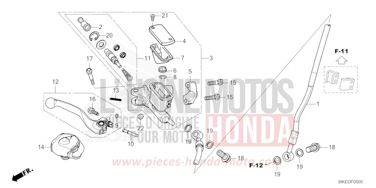 MAITRE-CYLINDRE DE FREIN AVANT CYLINDRE de CRF450R EXTREME RED (R292) de 2023