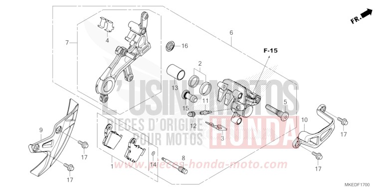 ETRIER DE FREIN ARRIERE de CRF450R EXTREME RED (R292) 2023