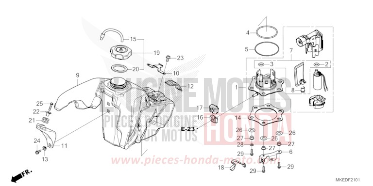 RESERVOIR A CARBURANT (CRF450RX) de CRF450R EXTREME RED (R292) de 2023