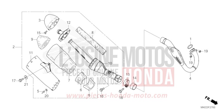 SILENCIEUX D'ECHAPPEMENT de CRF450R EXTREME RED (R292) de 2023