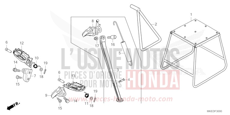 MARCHE/BEQUILLE de CRF450R EXTREME RED (R292) de 2023