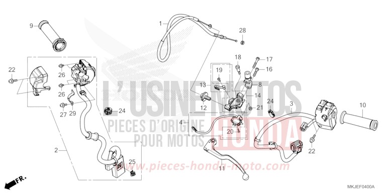 LEVIER DE GUIDON/COMMUTATEUR/CABLE de CB1000R GRAPHITE BLACK (NHB01) 2023