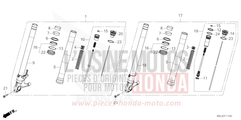 FOURCHETTE AVANT de CB1000R GRAPHITE BLACK (NHB01) 2023