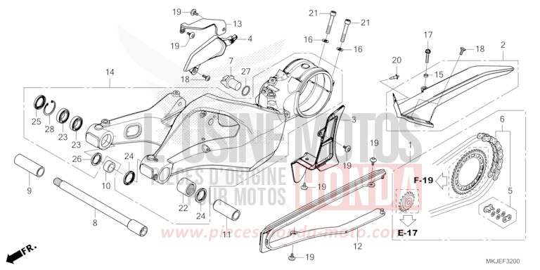 BRAS OSCILLANT de CB1000R GRAPHITE BLACK (NHB01) 2023