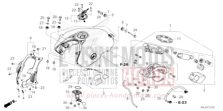 RESERVOIR A CARBURANT/POMPE A CARBURANT de CB1000R MAT JEANS BLUE MATALLIC (PB417) 2023