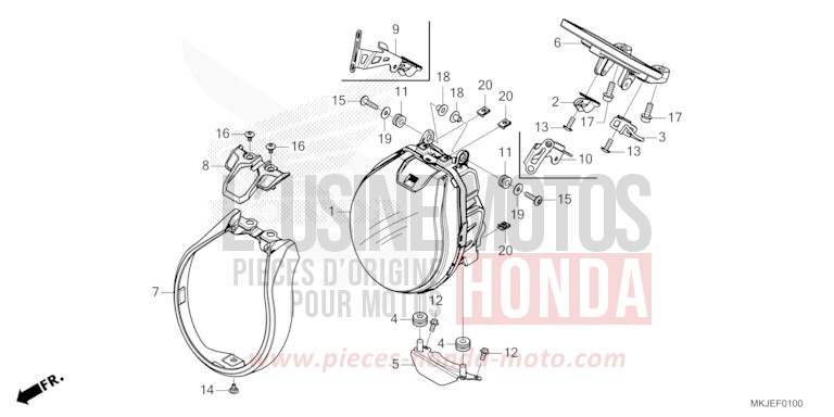 PROJECTEUR de CB1000R BORDEAUX RED METALLIC (R337) 2023