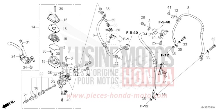 MAITRE-CYLINDRE DE FREIN AVANT CYLINDRE de CB1000R BORDEAUX RED METALLIC (R337) 2023