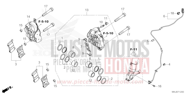 ETRIER DE FREIN AVANT de CB1000R BORDEAUX RED METALLIC (R337) 2023