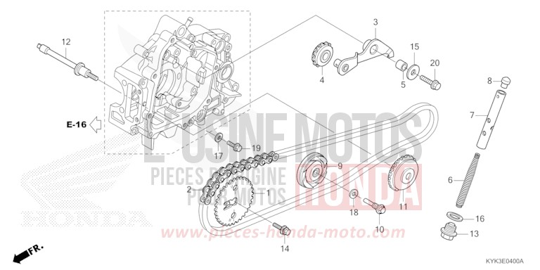 CHAINE A CAMES/TENDEUR de CRF110F EXTREME RED (R292) 2013