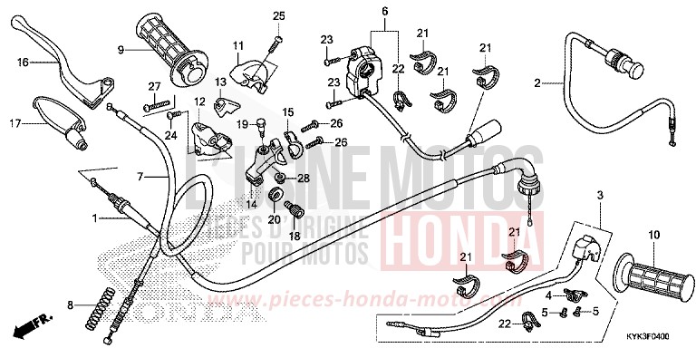 LEVIER DE GUIDON/COMMUTATEUR/CABLE (CRF110FD/E/H/J) de CRF110F EXTREME RED (R292) 2013