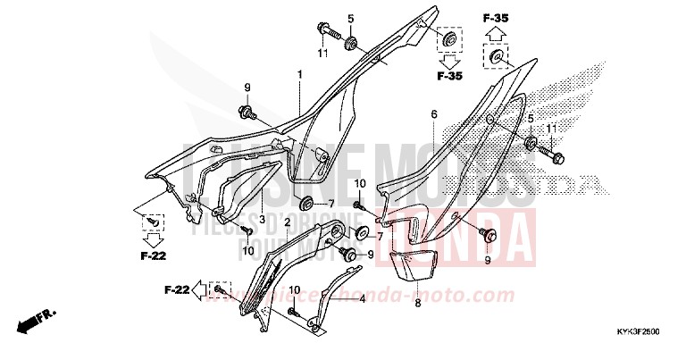 COUVERCLE LATERAL (CRF110FD/E/H/J) de CRF110F EXTREME RED (R292) 2013